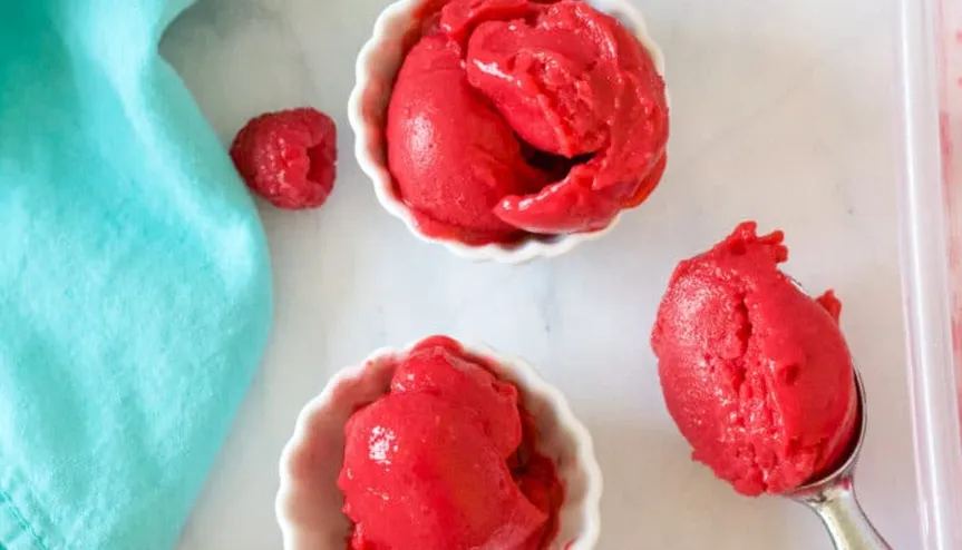 Raspberry sorbet sugar free dessert